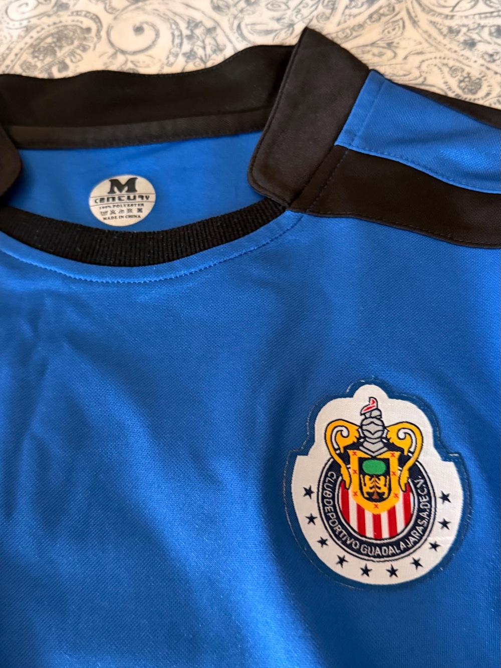 Men’s Long Sleeve Soccer Shirt in Blue with Club Crest
